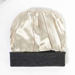 Wholesale in Stock Soft Quality Custom logo <b>Winter</b> Hats Blank Beanies Silk Lined Beanie Hat With Satin Lining - Product Image 2