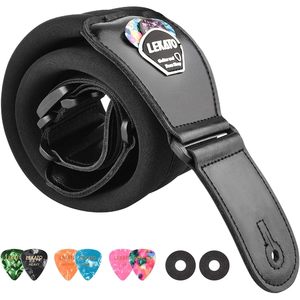 Correa para bajo eléctrico Lekato, acolchada, ajustable, de 3 pulgadas de ancho, con soporte para púas y cierres de seguridad para bajo eléctrico - Product Image 1