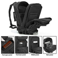 Mochila Táctica Nacional de 25-35L con Compartimentos Amplios, Material de Nailon Impermeable, Multifuncional para Senderismo, Caza y Actividades al Aire Libre