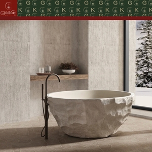 Vasca da <span class=keywords><strong>Bagno</strong></span> Freestanding in Travertino Naturale, Design Moderno e Minimalista, Finitura Lavorata a Mano, OEM CNC Impermeabile Personalizzabile - Product Image 5