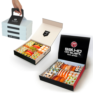 High Quality Cardboard Custom Printed Takeout To Go Disposable Container White Card Board Paper Togo Food Packaging Sushi Box