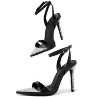 Nouvelle Collection Été, Sandales Compensées Fines à Rhinestones de Style Européen et Américain, Grande Taille, Bout Ouvert pour Femmes 2025
