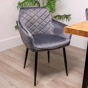 Chaise de salle à manger en tissu gris moderne à livraison rapide, vente chaude, prix bas, pour appartement, villa, maison, salle à manger - Product Image 2