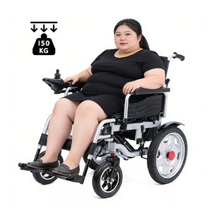 כסא גלגלים חשמלי מתקפל קל משקל נייד מפלדה במשקל 150 ק\\\"ג בעל קיבולת גדולה - Product Image 1