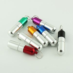 Mini llavero de contenedor colorido, caja de pastillas de aluminio resistente al agua, soporte para botella, llavero de botella de pastillas/ - Product Image 1