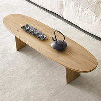 Table basse ovale ModHomi, style européen, en bois massif de noyer, design créatif en frêne, style japonais, pour salon.