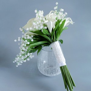 Bouquet da Sposa in Lattice Real Touch con Calla Bianche e Mughetto, <span class=keywords><strong>Fiore</strong></span> Artificiale Decorativo Moderno per Matrimoni - Product Image 4