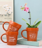 Pot de plante en céramique, logo personnalisé, pot à succulentes en forme de tasse créative pour la décoration intérieure