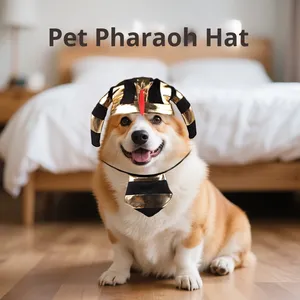 गोल्ड फिरौन एजिप्टियन डिजाइन हेलोलीन शीतकालीन पर्यावरण के अनुकूल पॉलिएस्टर कुत्ते पार्टी टोपी ठोस पैटर्न प्रिंट एक्सेसरी - Product Image 2