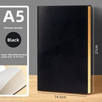 Carnet A5 personnalisé avec logo, lignes horizontales géométriques, couverture en similicuir, bordure dorée, coffret cadeau d'affaires haut de gamme, idéal pour l'export.