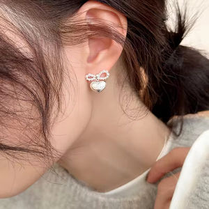 Pendientes de Acero Inoxidable con Forma de Corazón y Perla, Joyería de Moda, Pendientes de Acero Inoxidable al por Mayor - Product Image 6