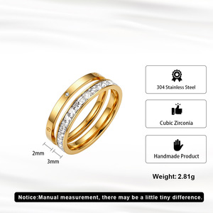 Anello in Acciaio Inossidabile 304 con Diamanti, Design Impilabile, Misure 6-9, Placcato Oro 18K, Gioielli di Tendenza per Uomo e Donna - Product Image 6