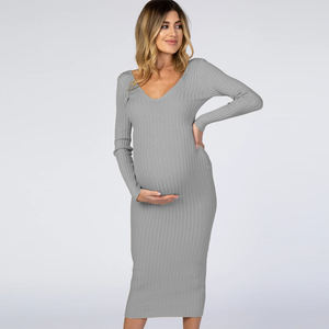 <span class=keywords><strong>Vestido</strong></span> <span class=keywords><strong>Ajustado</strong></span> para Mujer <span class=keywords><strong>Embarazada</strong></span>, Ropa de Maternidad con Cuello en V, <span class=keywords><strong>Vestido</strong></span> Sexy para Fotografía, Ropa de Embarazo, Primavera y Otoño - Product Image 3