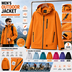 Custom Men Hooded Windbreaker Jacket Lightweight Waterproof Outdoor Sports <b>Coat</b> For Travel Hiking Corporate Team Apparel - Product Image 1
