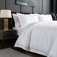 Parure de Lit d'Hôtel 5 Étoiles, Luxe Blanc Doux Comme Coton 100%, Housse de Couette Unie en Sateen et Draps d'Hôtel