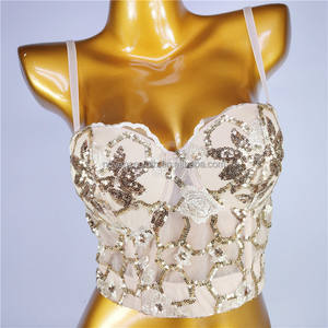 NOVANCE 2022 nuovi Top in pizzo bianco ricamato con paillettes lucide per donna stile etnico cintura petto imbottita a tubo corto - Product Image 1