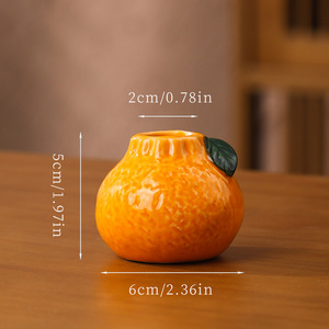 Jarrón Pequeño de Cerámica <span class=keywords><strong>Naranja</strong></span> con Forma de Mango, Adorno de Escritorio con Forma de Fruta, Arreglo Floral para Sala de Estar, Decoración Hidropónica para Plantas Pothos - Product Image 5