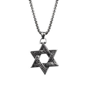 Collier en acier titane pour hommes et femmes, Hip Hop, pendentif hexagonal, chaîne Simple, bijoux Hip Hop - Product Image 1