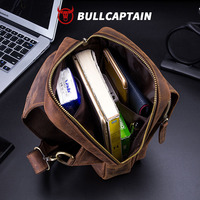 Sac de poitrine en cuir Crazy Horse BULL CAPTAIN, sacs bandoulière en cuir rétro pour hommes, sac de voyage court avec poche zippée, sacs bandoulière pour hommes