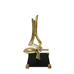 Décoration de table moderne pour la maison, sculpture en fer artisanale, argent nickelé, design géométrique, artisanat en métal pour l'art - Product Image 2