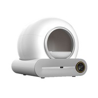 Bac à litière intelligent pour chat en plastique ABS, entièrement automatique, autonettoyant, avec couvercle électrique à bascule, compartiment à déchets, système de désodorisation ionique