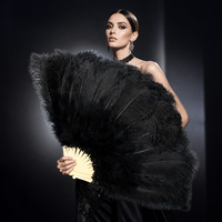 Éventail en Plumes d'Autruche Naturelles Grandes et Moelleuses, Style Vintage, pour Spectacles de Cabaret, Accessoire de Performance pour Showgirl, Fête de Carnaval, Vente en Gros
