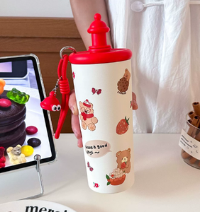 700ml Cartoon-designed <b>Large</b>-capacity Insulated Tumbler For Girls - Stainless Steel Coffee <b>Cup</b>, Portable & Cold-retaining - Product Image 5