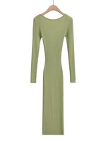 Robe crayon mi-longue en maille torsadée à col en V, style gothique, nouvelle collection automne, personnalisable avec votre marque, vente en gros