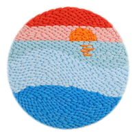 Kit de démarrage pour broderie Punch Needle - Kit d'artisanat DIY pour débutants et adultes - Broderie Punch Needle 'Lève-soleil sur la mer' - Cadeau d'artisanat DIY