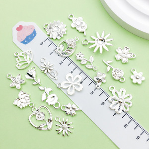 Silver Alloy Flower Pendant DIY Jewelry Accessory For Bracelet <b>Necklace</b> Making - Product Image 3