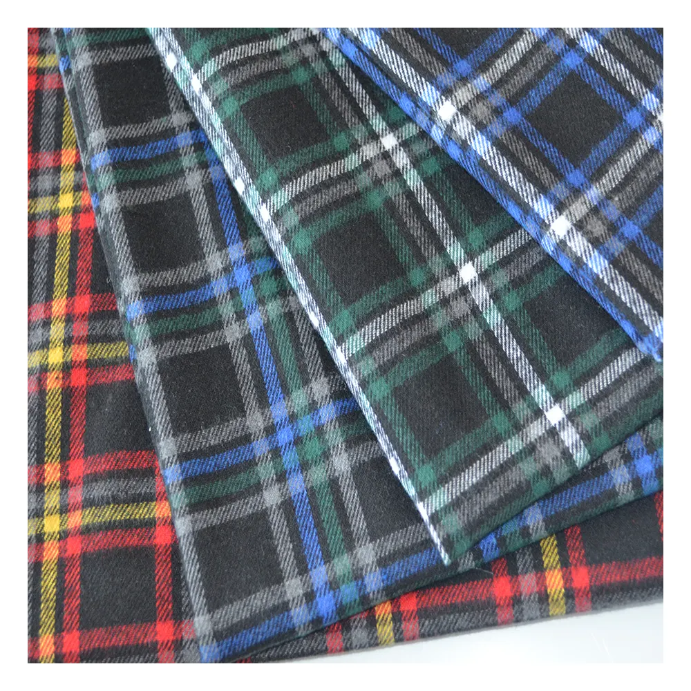 Stocklot कपास की जांच यार्न रंगे फलालैन कपड़े ब्रश 160gsm शर्ट नरम प्लेड flannelett कपड़ा के लिए उपयुक्त