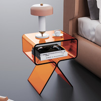 Table basse moderne minimaliste multifonctionnelle en acrylique haute transparence, design luxe léger pour salon et chambre à coucher avec rangement