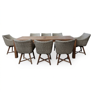 Modern Teak Wood Synthetic Rattan Wicker UV Resistant Water Resistant Raw Material for Patios Outdoor Dining Tables <b>Garden</b> Sets - Product Image 1