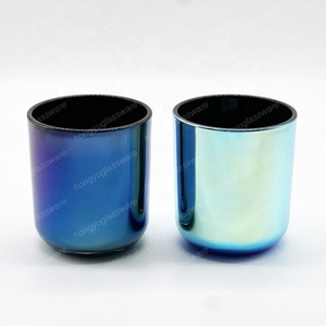 HONGYU Porte-bougies <span class=keywords><strong>en</strong></span> verre irisé noir Aura <span class=keywords><strong>de</strong></span> luxe 8 oz pour la décoration <span class=keywords><strong>de</strong></span> la maison et la fabrication <span class=keywords><strong>de</strong></span> bougies parfumées - Product Image 4