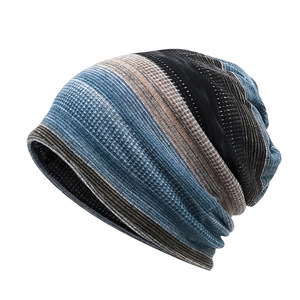 Unisex invierno cálido lento Beanie sombreros bufanda 2 maneras de usarlo algodón rayas pulóver sombrero al aire libre ciclismo esquí playa - Product Image 5