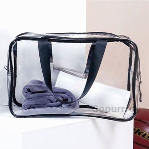 Sac en plastique transparent imperméable avec logo personnalisé pour le shopping, fermeture à glissière, résistant au sable, grand sac cosmétique transparent, sac de rangement de plage - Product Image 6