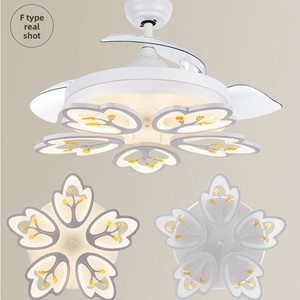 Ventilateurs de plafond LED modernes en fer, haute luminosité, gradation tricolore, moteur CC, 5 pales, fabricant de Zhongshan, lumière de forme spéciale - Product Image 4