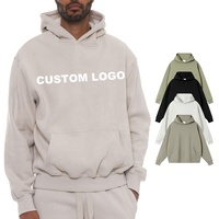 380 GSM kustom Logo kosong tanpa senar Hoodie French Terry kebesaran Drop bahu Hoodie kustom Sweatshirt Hoodie untuk pria