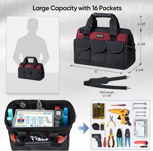Échantillon gratuit, sac à outils portable, imperméable, en toile d'ingénieur, lourd, pour électriciens, autres sacs à outils à main pour technicien - Product Image 5