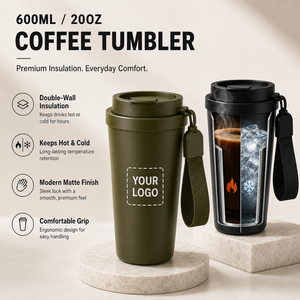 Hot Sale 600ml 20oz Double Wall Stainless Steel Vacuum Insulated <b>Thermo</b> Tumbler Leakproof Reusable Coffee Mug For Business Gifts - Product Image 1