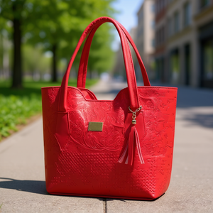 Sac cabas rouge pour femme Fana Kailila en microfibre et cuir synthétique, élégant, portable, pour un usage quotidien, style été - Product Image 2