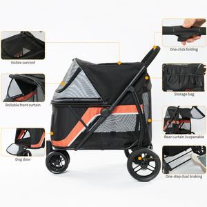 लक्जरी ढहने वाले कुत्ते पालतू जानवर 4 पहियों मध्यम और बड़े कुत्तों के लिए - Product Image 3