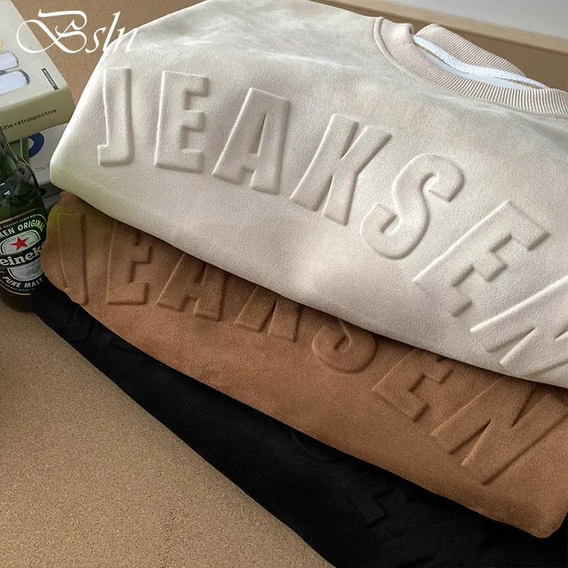 BSLN Custom logo Street wear 400g Men'S Hoodies 3D Print Unisex Plain High Quality Cotton hoodie