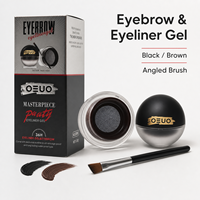 OEUO OEM 2 en 1 Gel Crème Eyeliner et Sourcils en Maille 36H Imperméable Anti-Bavures Noir Marron avec Pinceau pour Sourcils