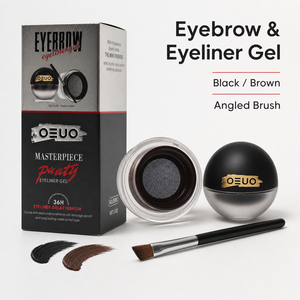 OEUO OEM 2 <span class=keywords><strong>en</strong></span> 1 <span class=keywords><strong>Gel</strong></span> Crème Eyeliner et Sourcils <span class=keywords><strong>en</strong></span> Maille 36H Imperméable Anti-Bavures Noir Marron avec Pinceau pour Sourcils - Product Image 1
