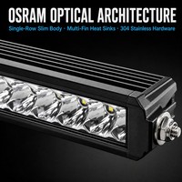Barre lumineuse LED fine à rangée unique pour montage sur toit, 12-52 pouces, projecteur combiné pour conduite et travail, avec faisceau sans fil 2.4G pour camion 4x4