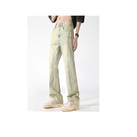 CrazyMaker nouveaux hommes usine personnalisé Denim tissu mince Micro évasé pantalon DTG motif brodé à la mode Denim pantalon