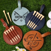 Porte-tee de golf en cuir PU RR Factory, breloque pour sac de golf, porte-tee suspendu, cadeaux pour garçons d'honneur, accessoires de golf, porte-tee pour sac