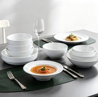 Vente en gros de bols en céramique pour hôtels et restaurants, bol rond en porcelaine blanc, bol à soupe et à céréales, vaisselle de cuisine écologique