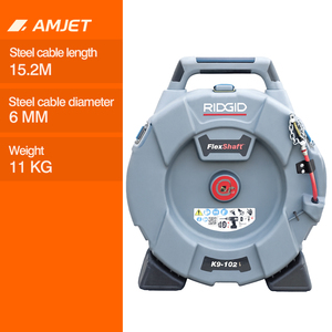 AMJET/K9-102 Herramienta de desatascado de alcantarillado con eje flexible de 15.2M, dispositivo de impacto de doble cadena ligero para tuberías principales residenciales y comerciales - Product Image 3